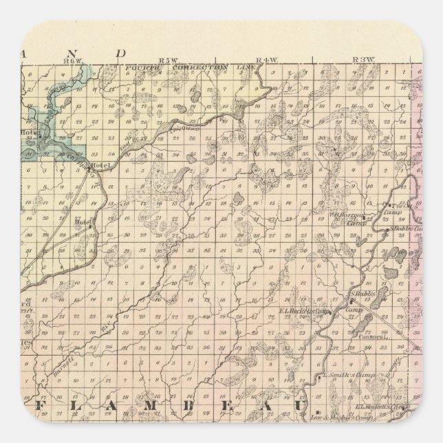 Map of Chippewa County northern part Square Sticker (Front)