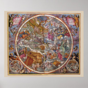 Map of Christian Constellations, Southern Skies Poster