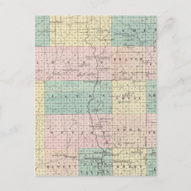 Map of Clark County, State of Wisconsin Postcard (Front)
