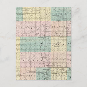Map of Clark County, State of Wisconsin Postcard