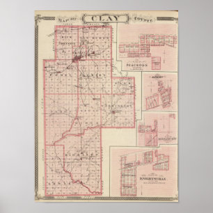 Map of Clay County with Staunton, Harmony Poster