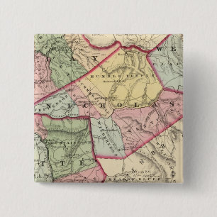 Map of Clay, Webster, Nicholas, Fayette counties 15 Cm Square Badge
