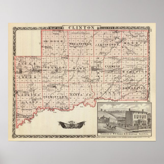 Map of Clinton County Poster (Front)