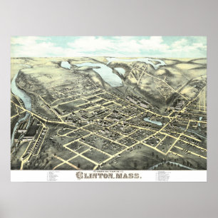 Map of Clinton, Massachusetts from 1876 Poster