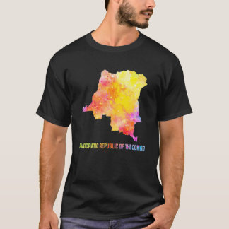 Map Of Congo, DR Congo Colorful Map. Watercolor Il T-Shirt