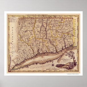Map of Connecticut by Carey 1795 Poster