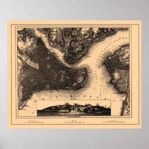 Map of Constantiople Istanbul, circa 1890 - 1907 Poster