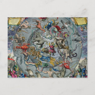 Map of Constellations of the Northern Postcard