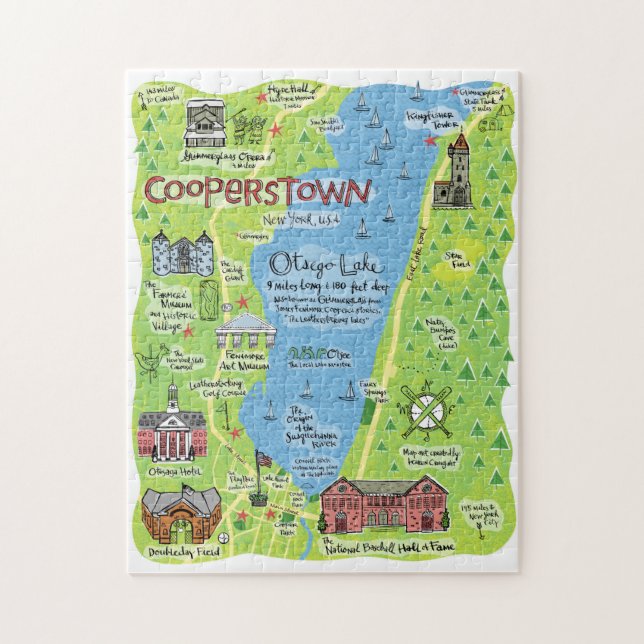 Map of Cooperstown, New York, Puzzle (Vertical)