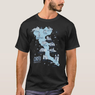 Map Of Corfu Greece Island T-Shirt
