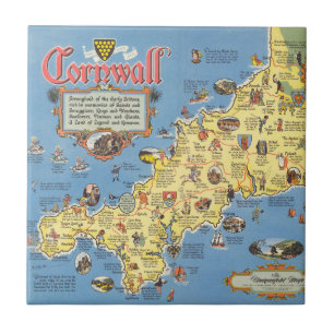 Map of Cornwall, England Ceramic Tile