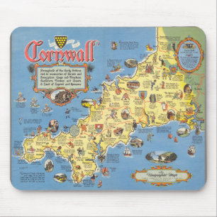 Map of Cornwall, England Mouse Pad