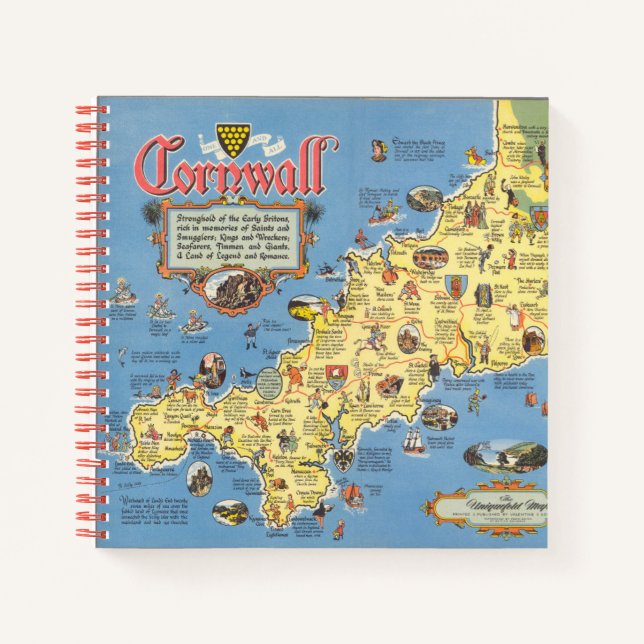 Map of Cornwall, England Notebook (Front)