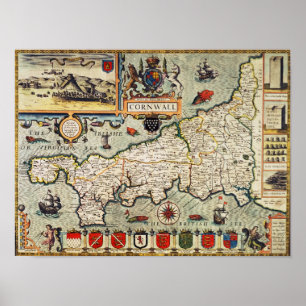 Map of Cornwall Poster