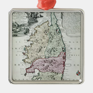 Map of Corsica Metal Tree Decoration