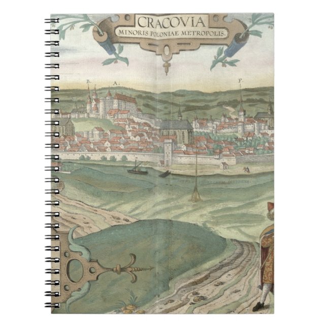 Map of Cracow, from 'Civitates Orbis Terrarum' by Notebook (Front)