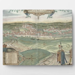 Map of Cracow, from 'Civitates Orbis Terrarum' by Plaque