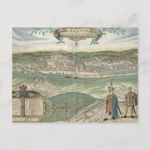 Map of Cracow, from 'Civitates Orbis Terrarum' by Postcard