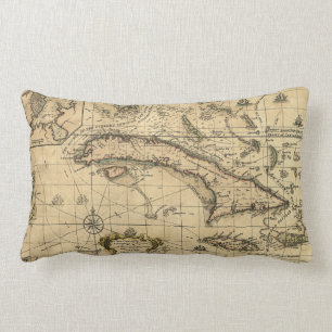 Map of Cuba and Surrounding Seas (1762) Lumbar Cushion