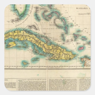 Map Of Cuba And The Bahama Islands Square Sticker