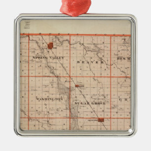 Map of Dallas County, State of Iowa Metal Tree Decoration
