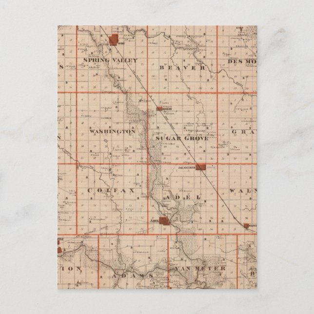 Map of Dallas County, State of Iowa Postcard (Front)