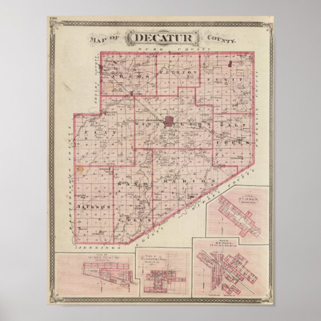 Map of Decatur County with St Omer Poster (Front)
