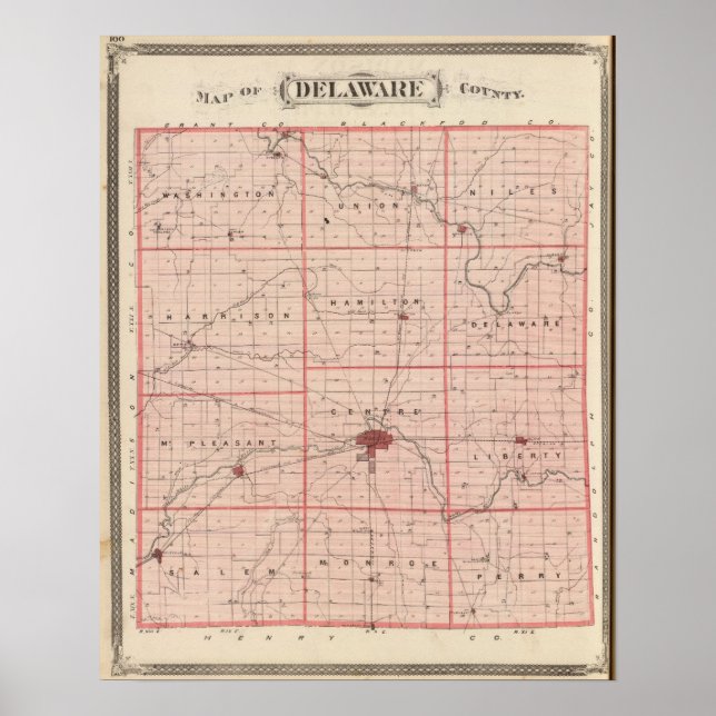 Map of Delaware County Poster (Front)