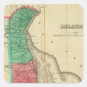 Map Of Delaware Square Sticker