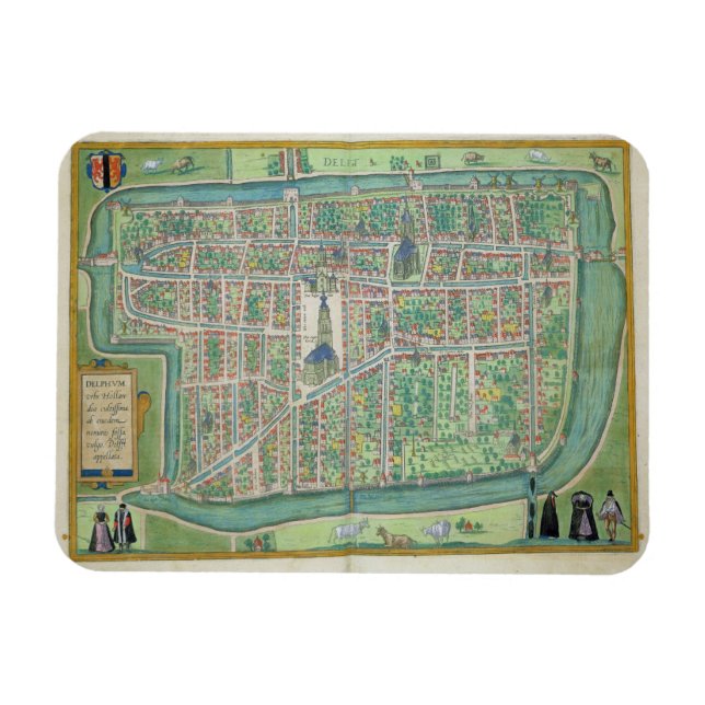 Map of Delft, from 'Civitates Orbis Terrarum' by G Magnet (Horizontal)