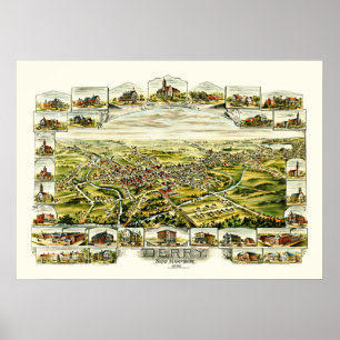 Map of Derry, New Hampshire from 1898 Poster