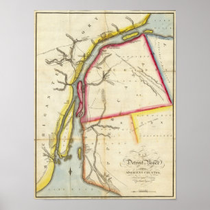 Map of Detroit River and Adjacent Country Poster