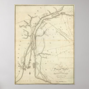 Map of Detroit River Poster