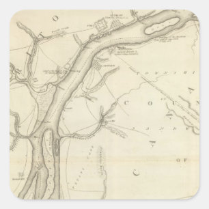 Map of Detroit River Square Sticker