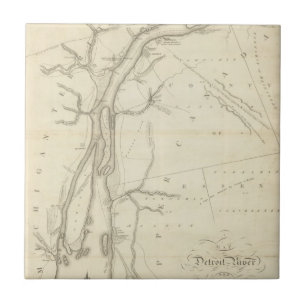 Map of Detroit River Tile