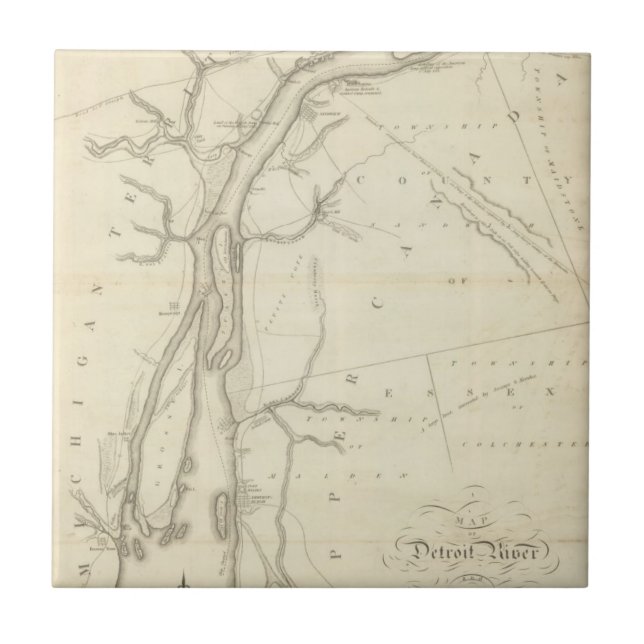 Map of Detroit River Tile (Front)