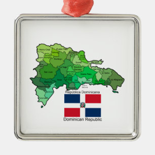 Map of Dominican Republic Metal Ornament