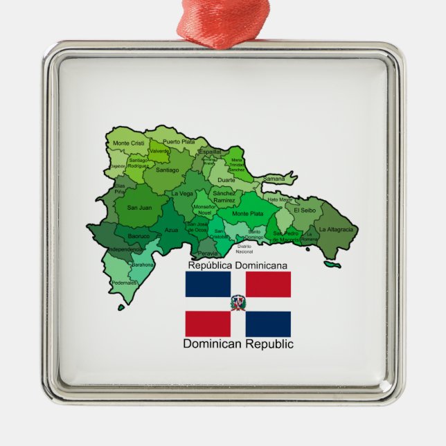 Map of Dominican Republic Metal Ornament (Front)