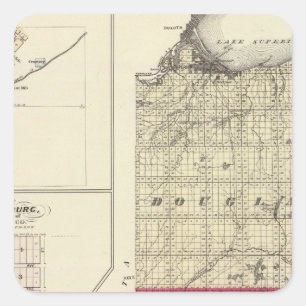 Map of Douglas and Burnett counties Square Sticker
