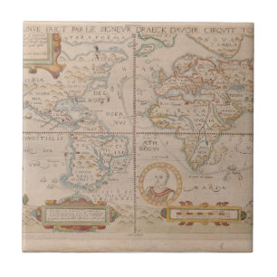 Map of Drake's Circumnavigation of the Globe Ceramic Tile