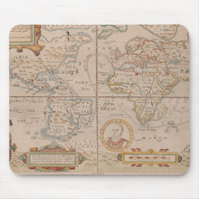 Map of Drake's Circumnavigation of the Globe Mouse Pad (Front)