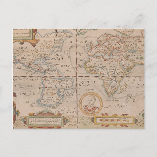 Map of Drake's Circumnavigation of the Globe Postcard (Front)