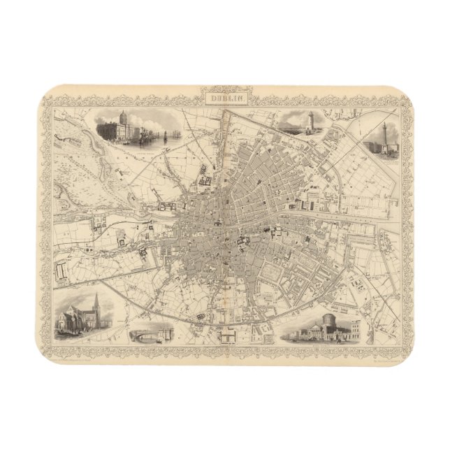 Map of Dublin, Ireland Magnet (Horizontal)