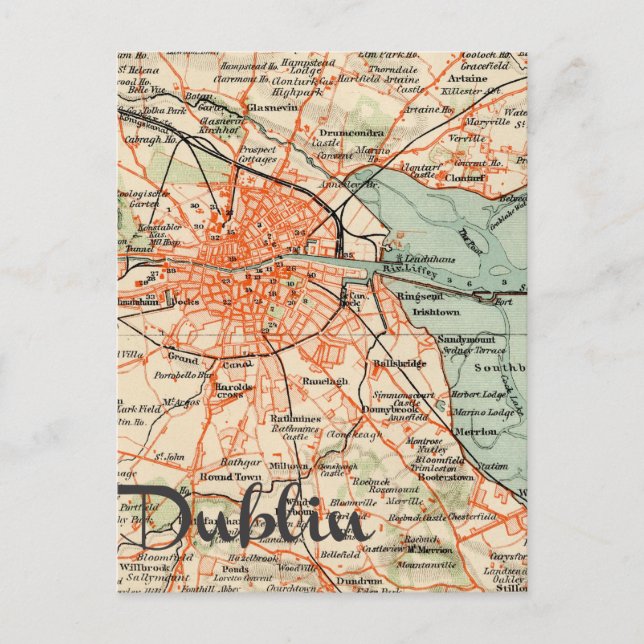 Map of Dublin Postcard (Front)