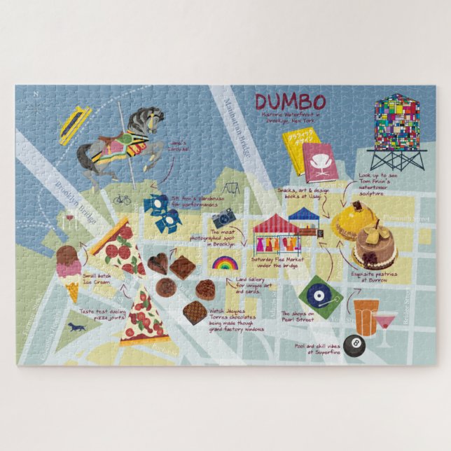 Map of Dumbo Brooklyn New York Jigsaw Puzzle (Horizontal)
