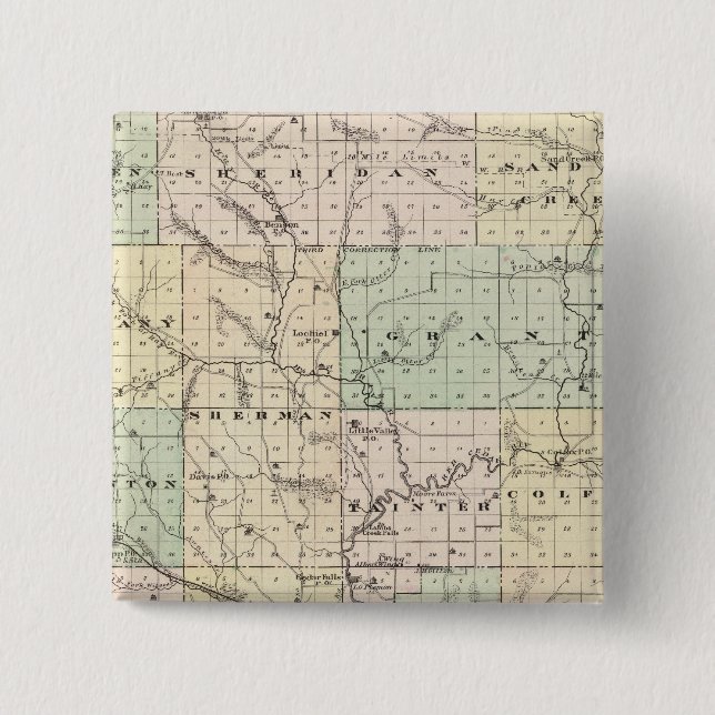 Map of Dunn County, State of Wisconsin 15 Cm Square Badge (Front)