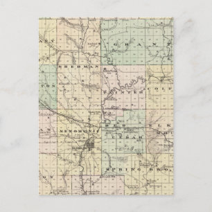 Map of Dunn County, State of Wisconsin Postcard