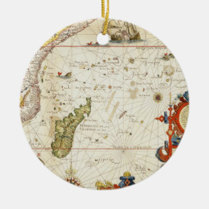 Map of East Africa and Madagascar, 1596 (hand colo Ceramic Tree Decoration