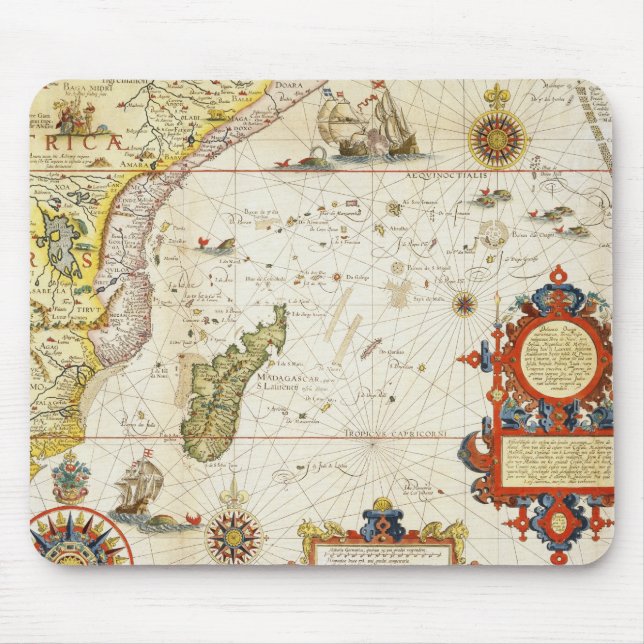 Map of East Africa and Madagascar, 1596 (hand colo Mouse Pad (Front)