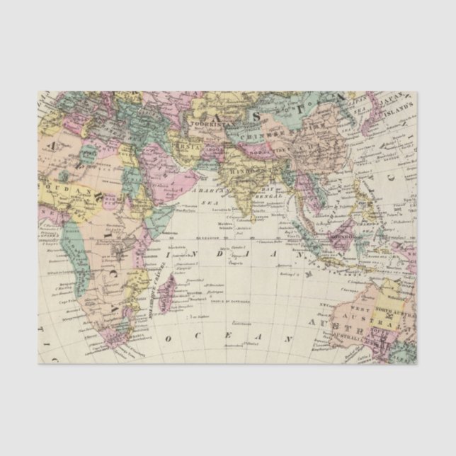 Map of Eastern Hemisphere Tissue Paper (Front)